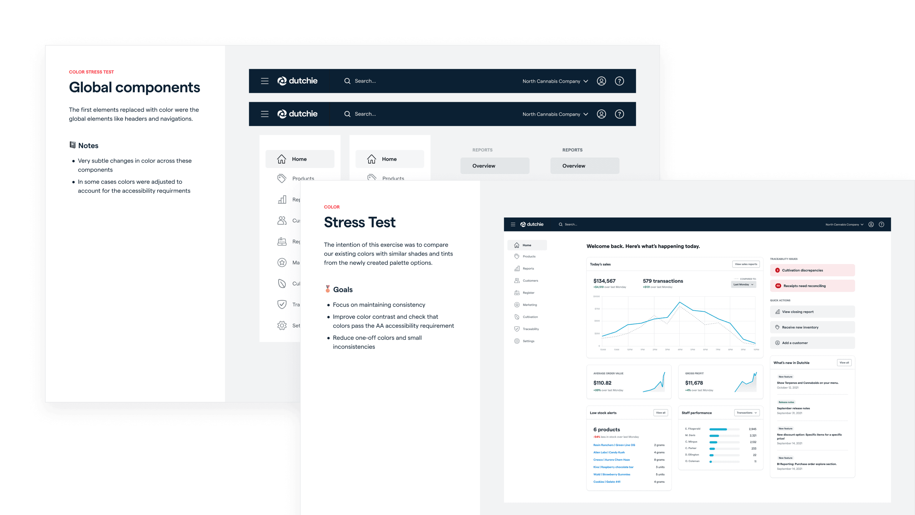 New color system stress-tested across real UI