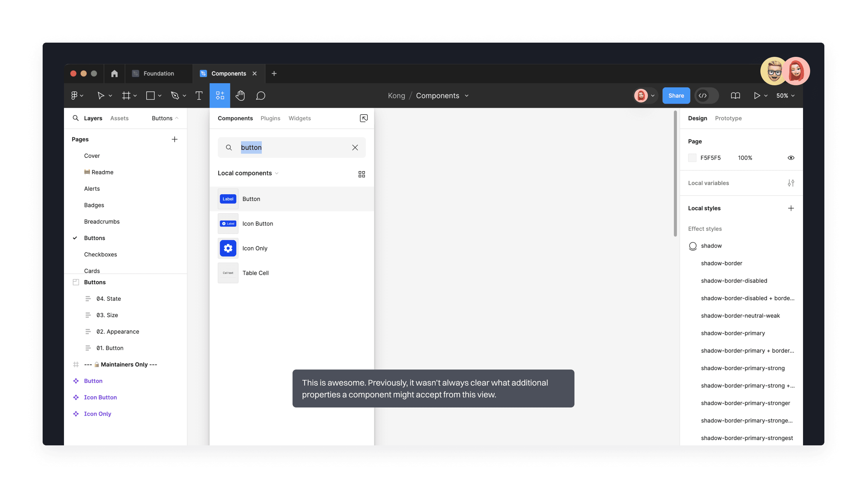 Real-time feedback from designers using the system
