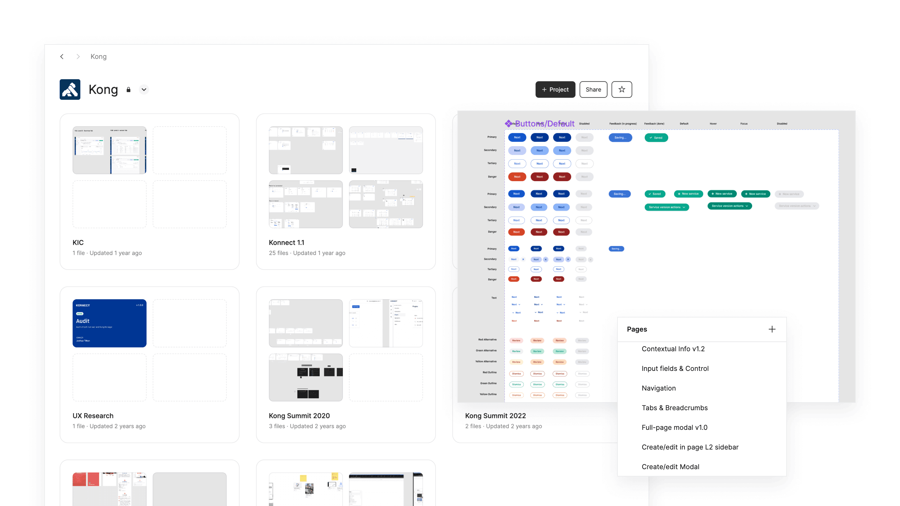 Screenshot of the disorganized legacy Figma library