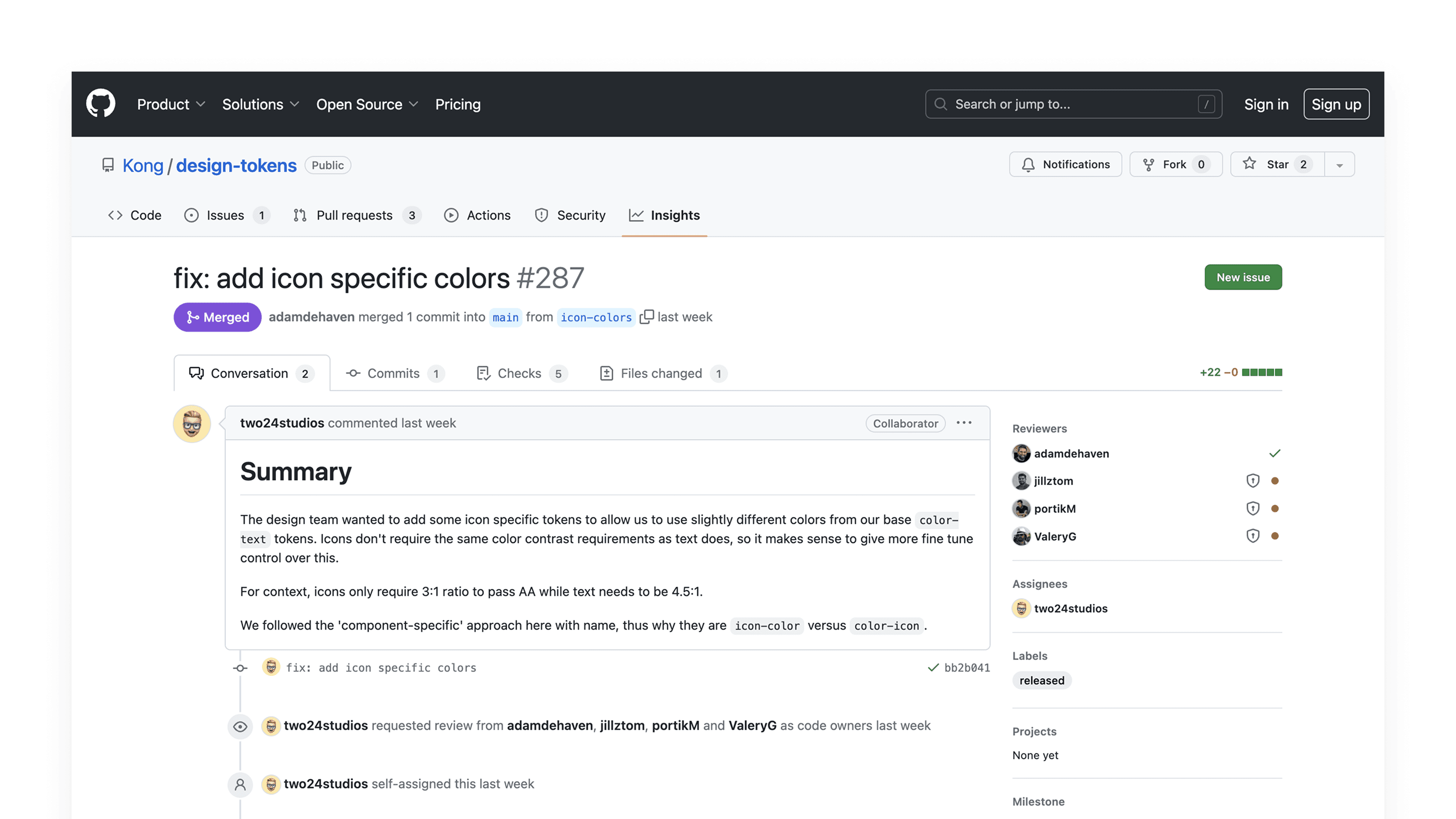 GitHub-based contribution workflow for design tokens