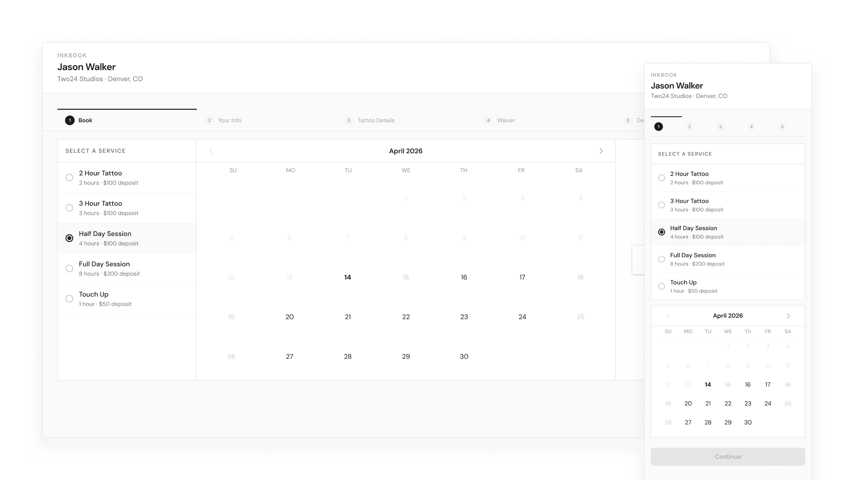 Early wireframes of the redesigned booking flow